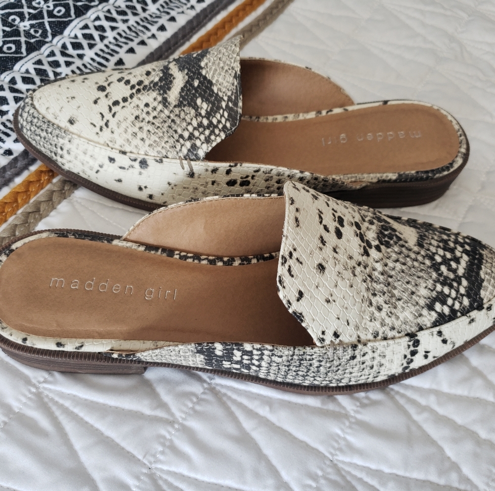 Madden Girl Snake Print Mules